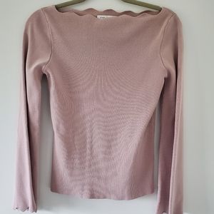 English Factory blush pink scalloped sweater
